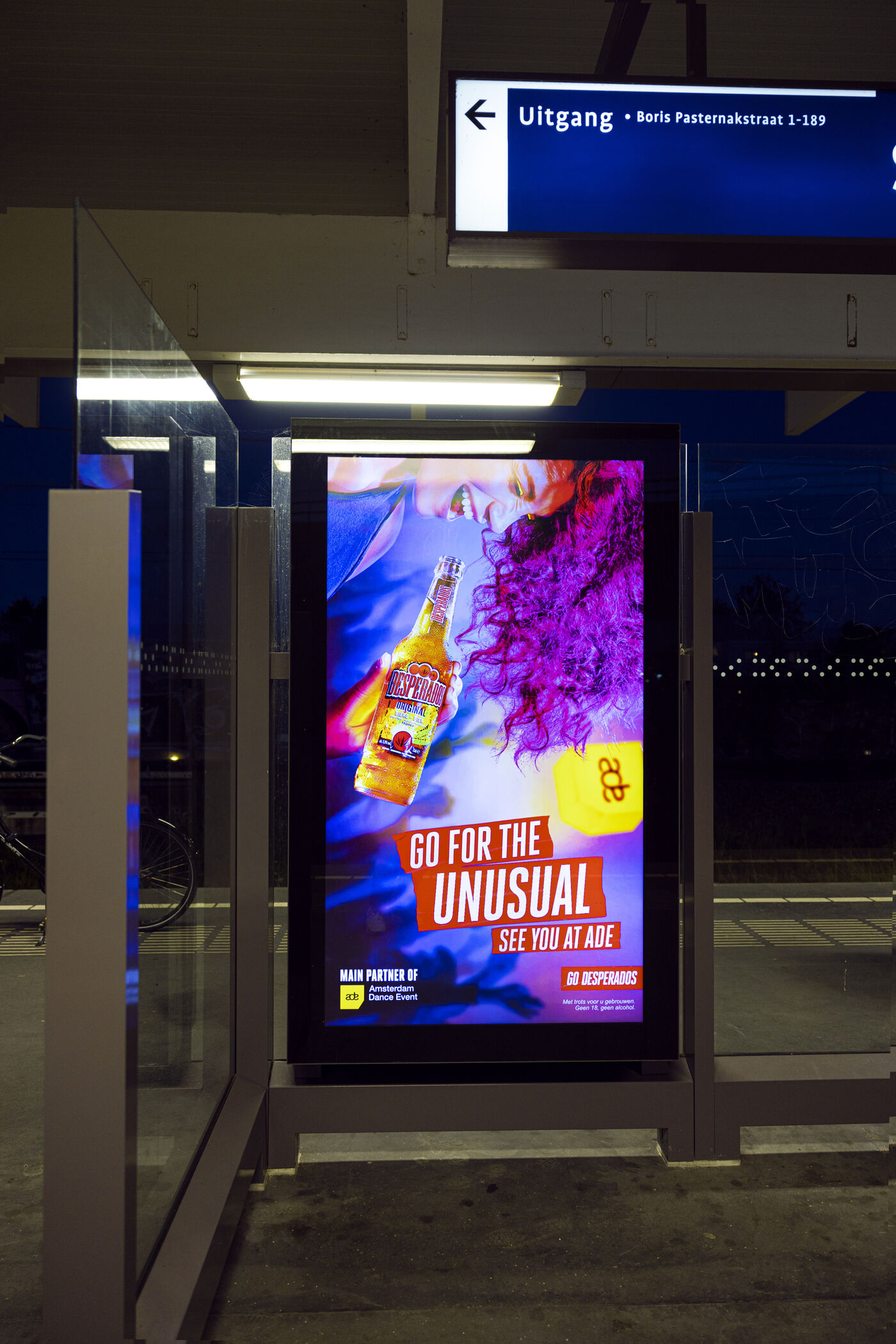 Digital screen at a transit stop
