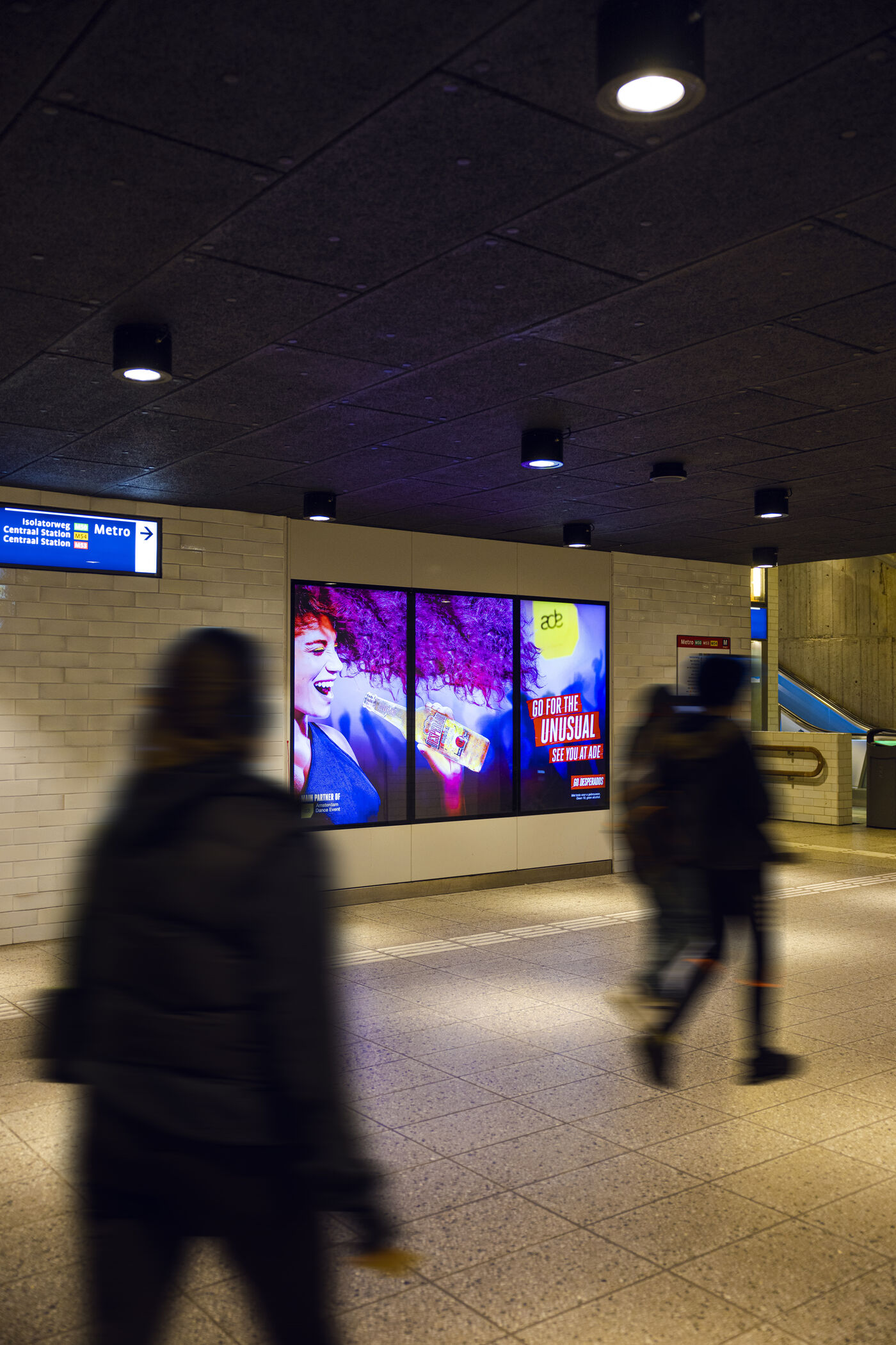 Metro station digital screens