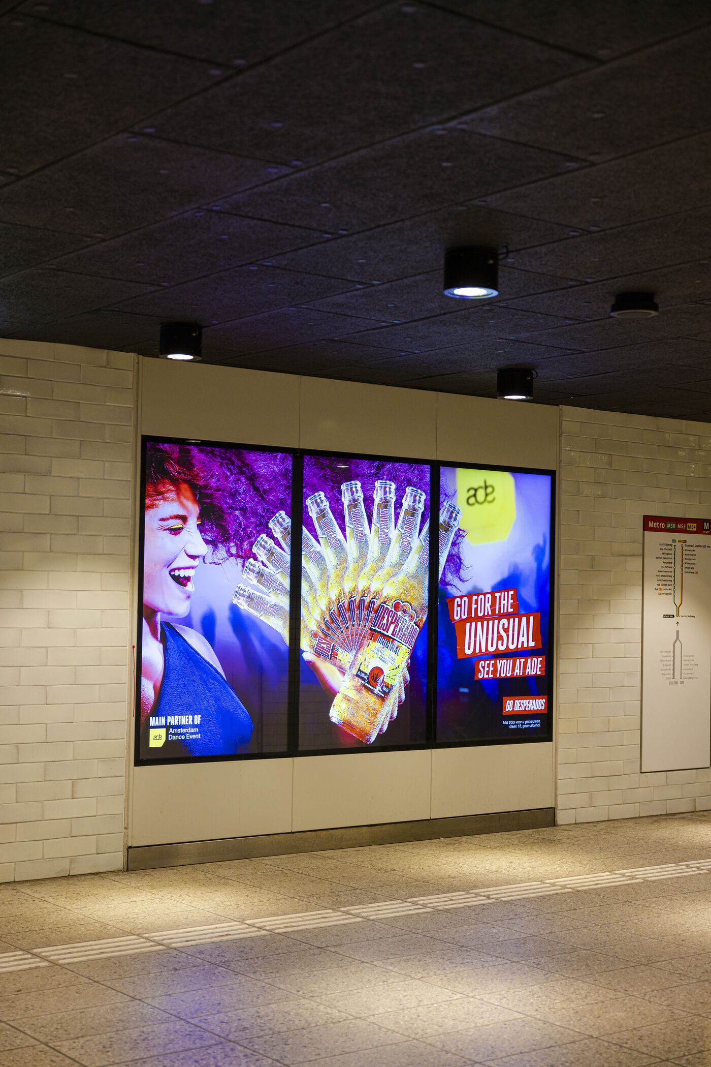 Metro station triptych screens