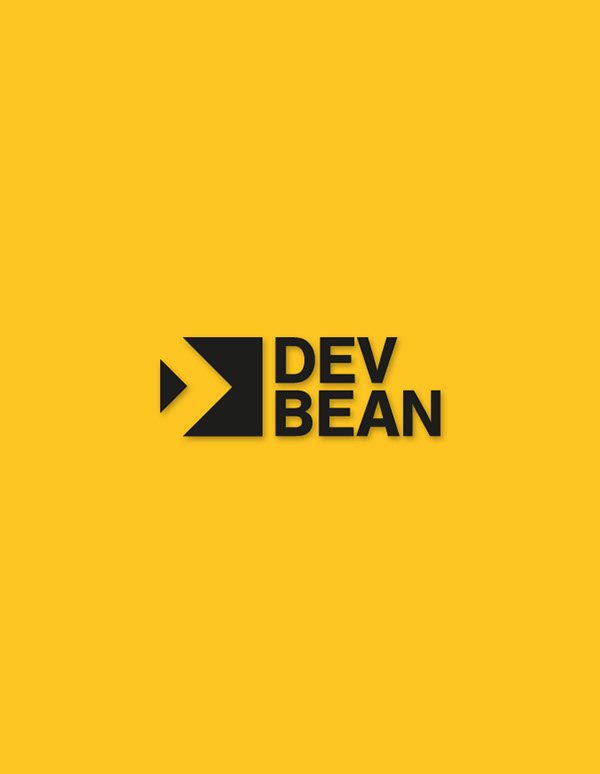 Final DevBean logo on yellow