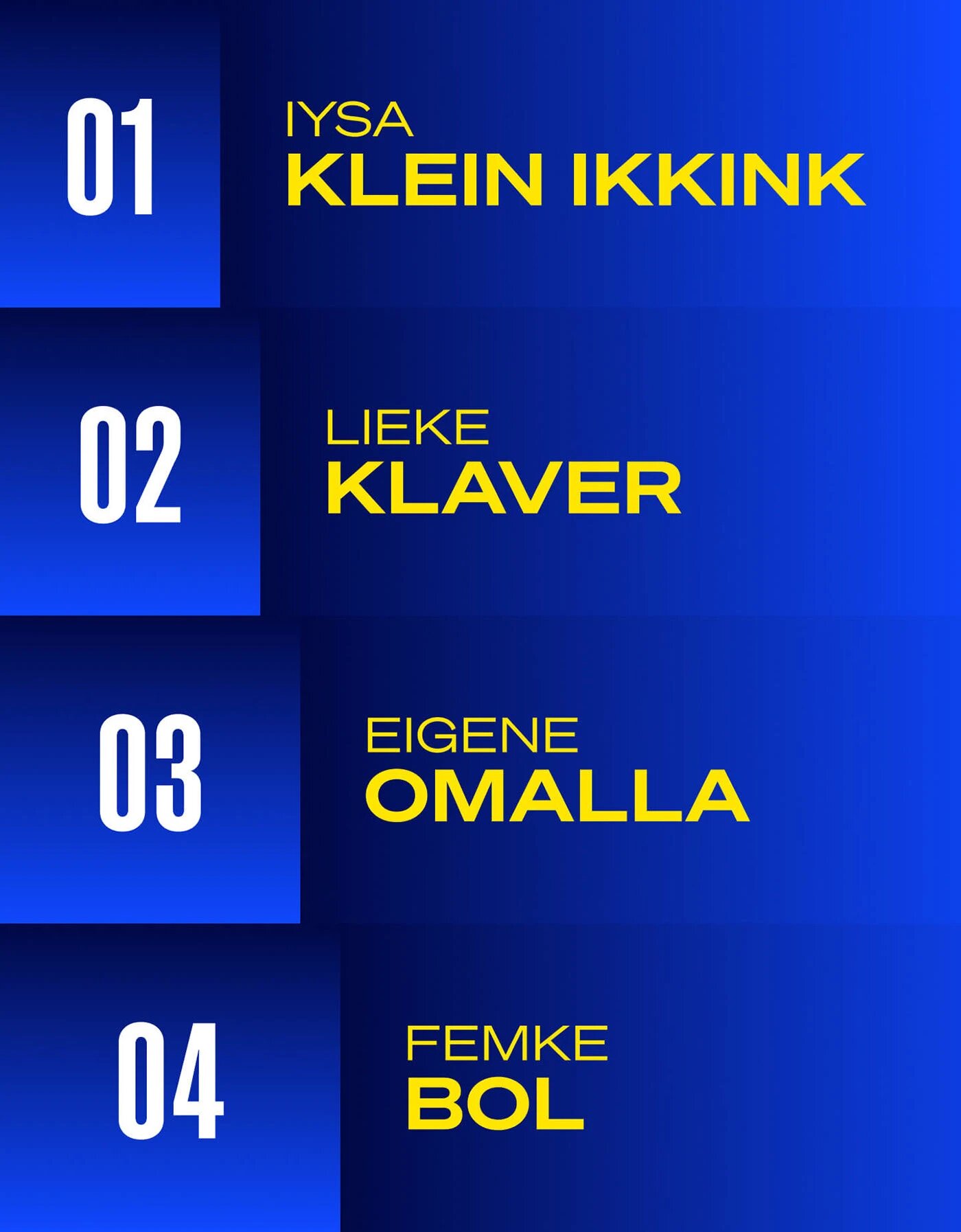 NK Atletiek start-list graphic